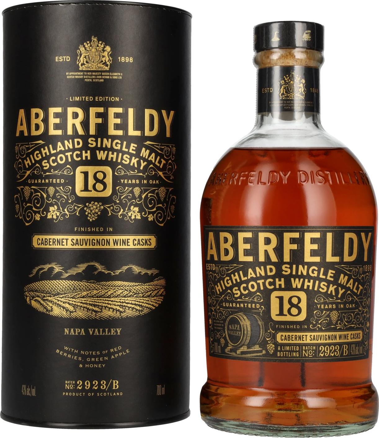 Aberfeldy 18 Years Old Cabernet Sauvignon Wine Casks NAPA VALLEY 43% Vol. 0,7l in Giftbox