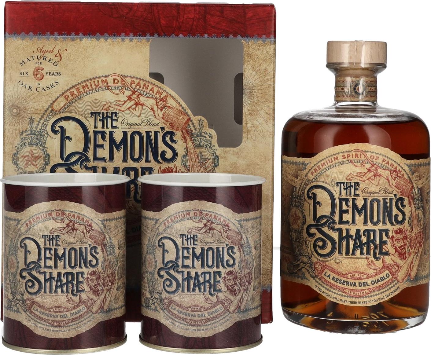 The Demon's Share 6 Years Old Rum 40% Vol. 0,7l in Giftbox with 2 Glasses The Demon's Share