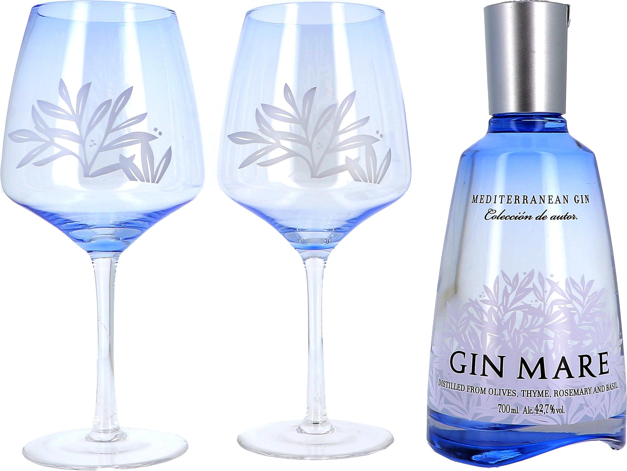 Gin Mare Mediterranean Gin 42,7% Vol. 0,7l in Giftbox with 2 glasses