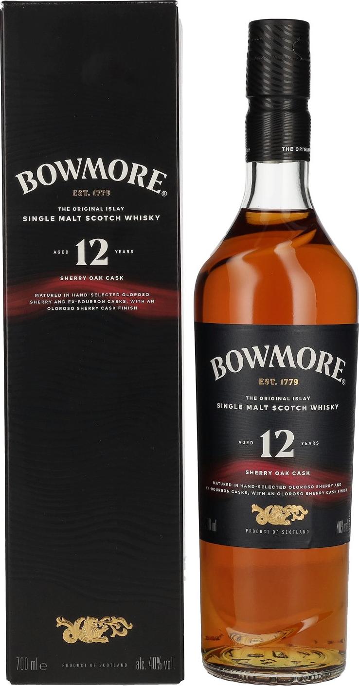 Bowmore 12 Years Old Sherry Oak Cask Islay Single Malt 40% Vol. 0,7l in Giftbox
