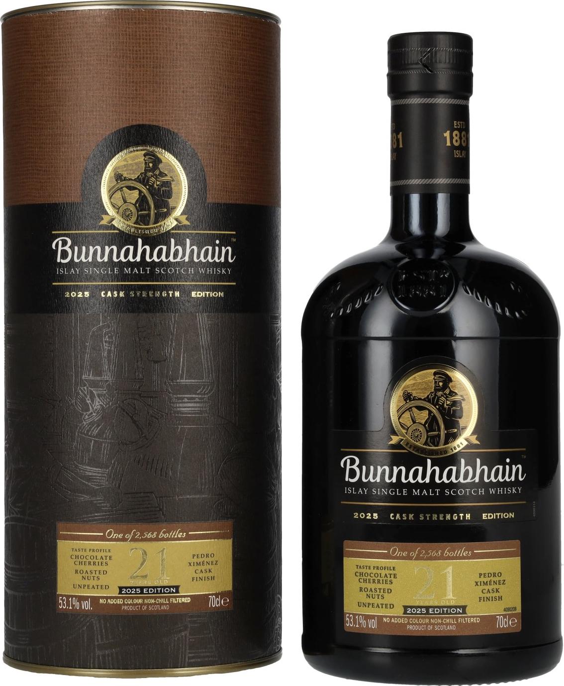 Bunnahabhain 21 Years Old Islay Single Malt Cask Strength Edition 2025 53,1% Vol. 0,7l in Giftbox