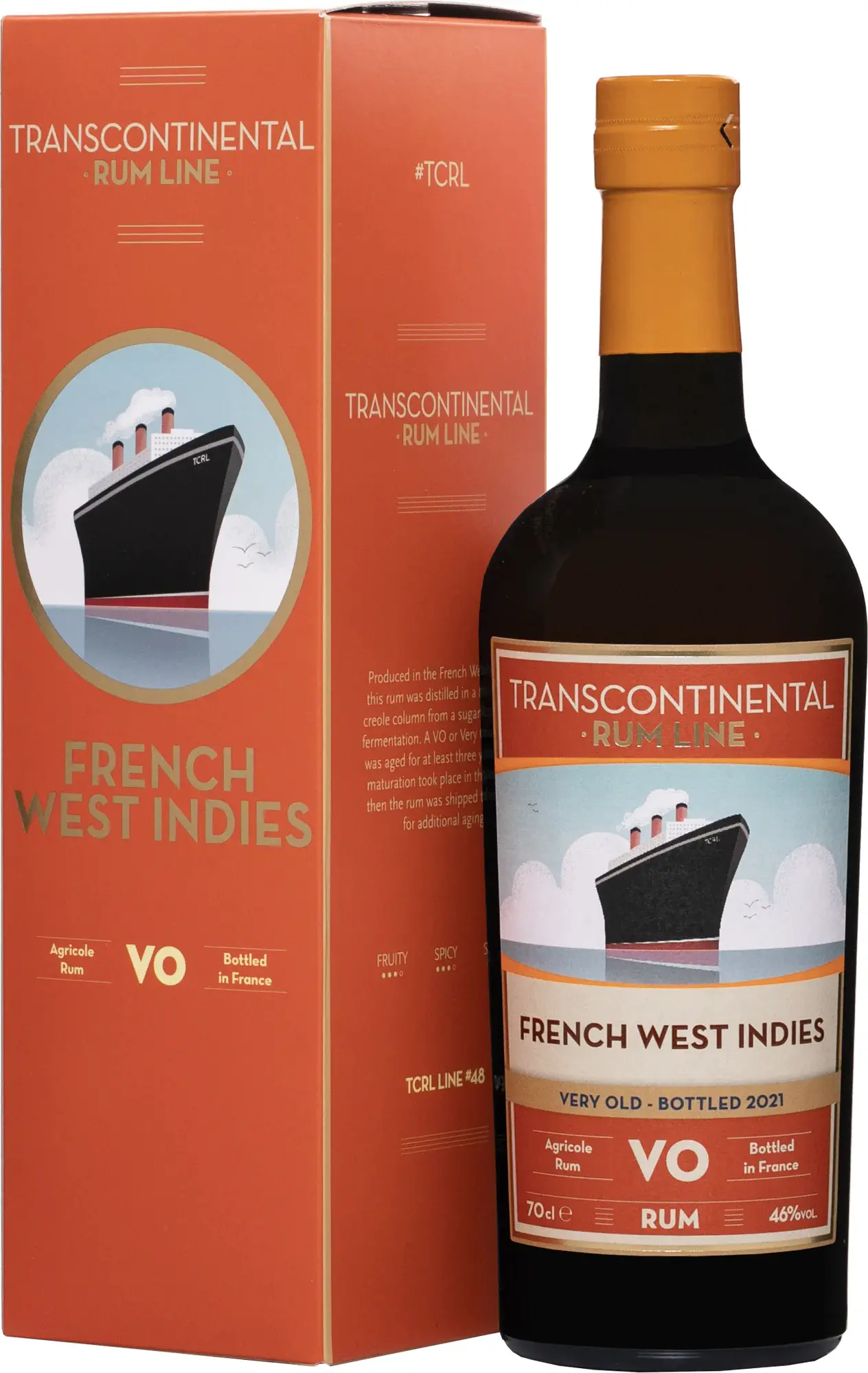 Transcontinental Rum Line FRENCH WEST INDIES VO Rum 2021 46% Vol. 0,7l in Giftbox