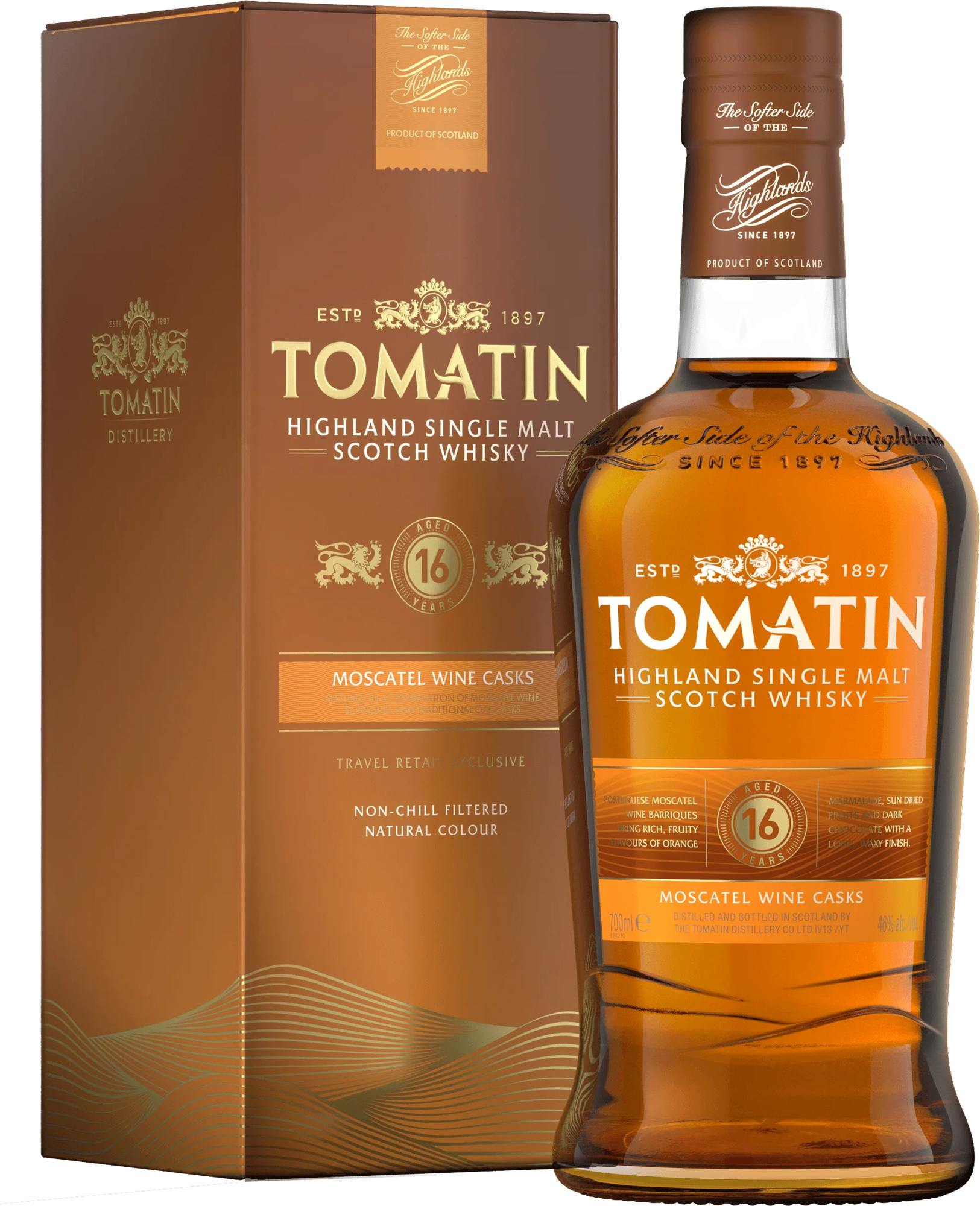 Tomatin 16 Years Old Moscatel Wine Casks 46% Vol. 0,7l in Giftbox
