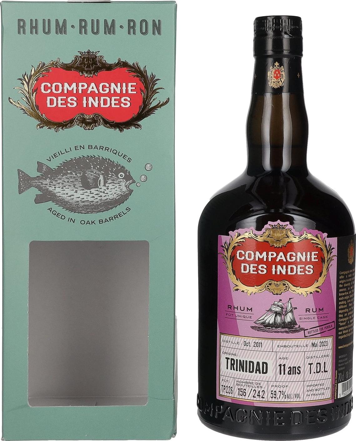 Compagnie des Indes Trinidad T.D.L Rum Single Cask Strength 11 Years Old 59,7% Vol. 0,7l in Giftbox