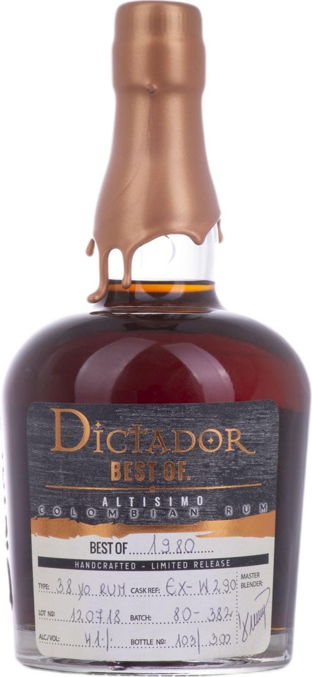 Dictador BEST OF 1980 ALTISIMO Colombian Rum Limited Release 41% Vol. 0,7l