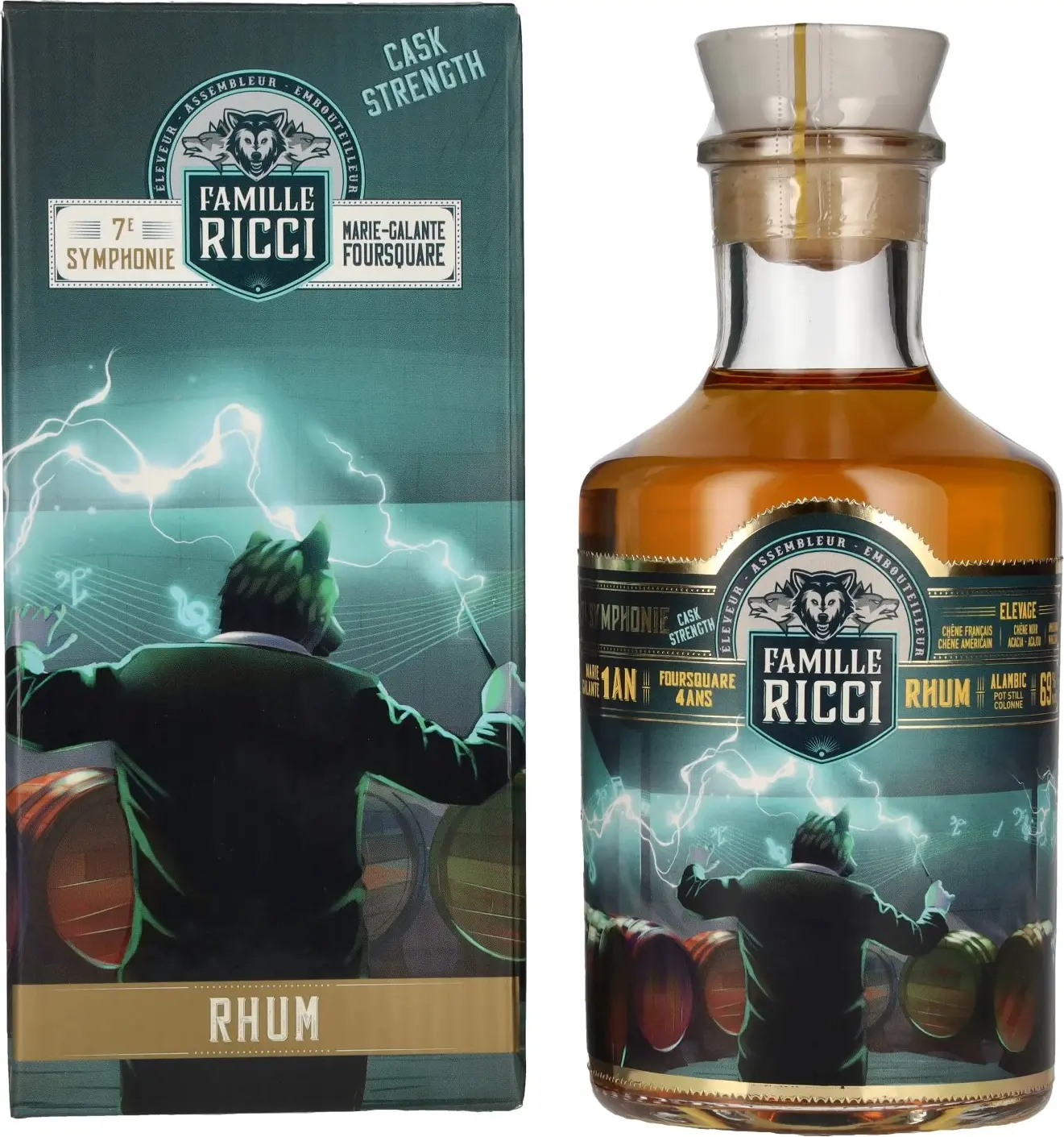 Famille Ricci 7e Symphonie 4 YO Foursquare Cask Strength Rhum 69% Vol. 0,5l in Giftbox