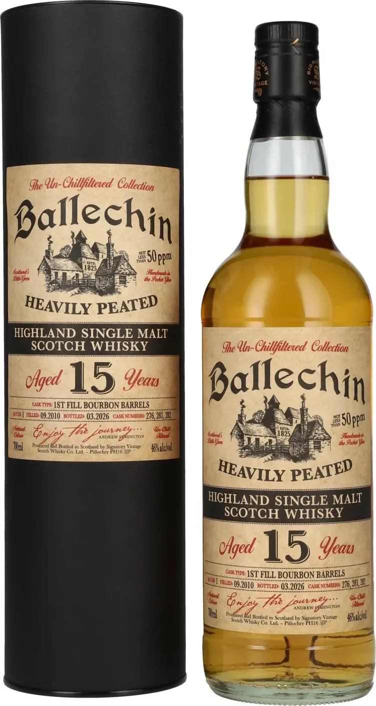 Signatory Vintage BALLECHIN 15 Years Old The Un-Chillfiltered 2010 46% Vol. 0,7l in Giftbox