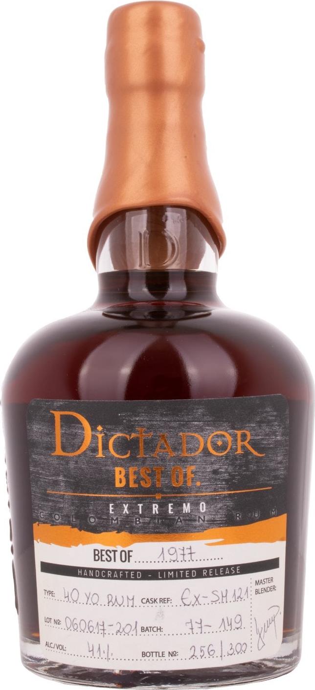 Dictador BEST OF 1977 EXTREMO Colombian Rum 40YO/060617EX-SH121 41% Vol. 0,7l