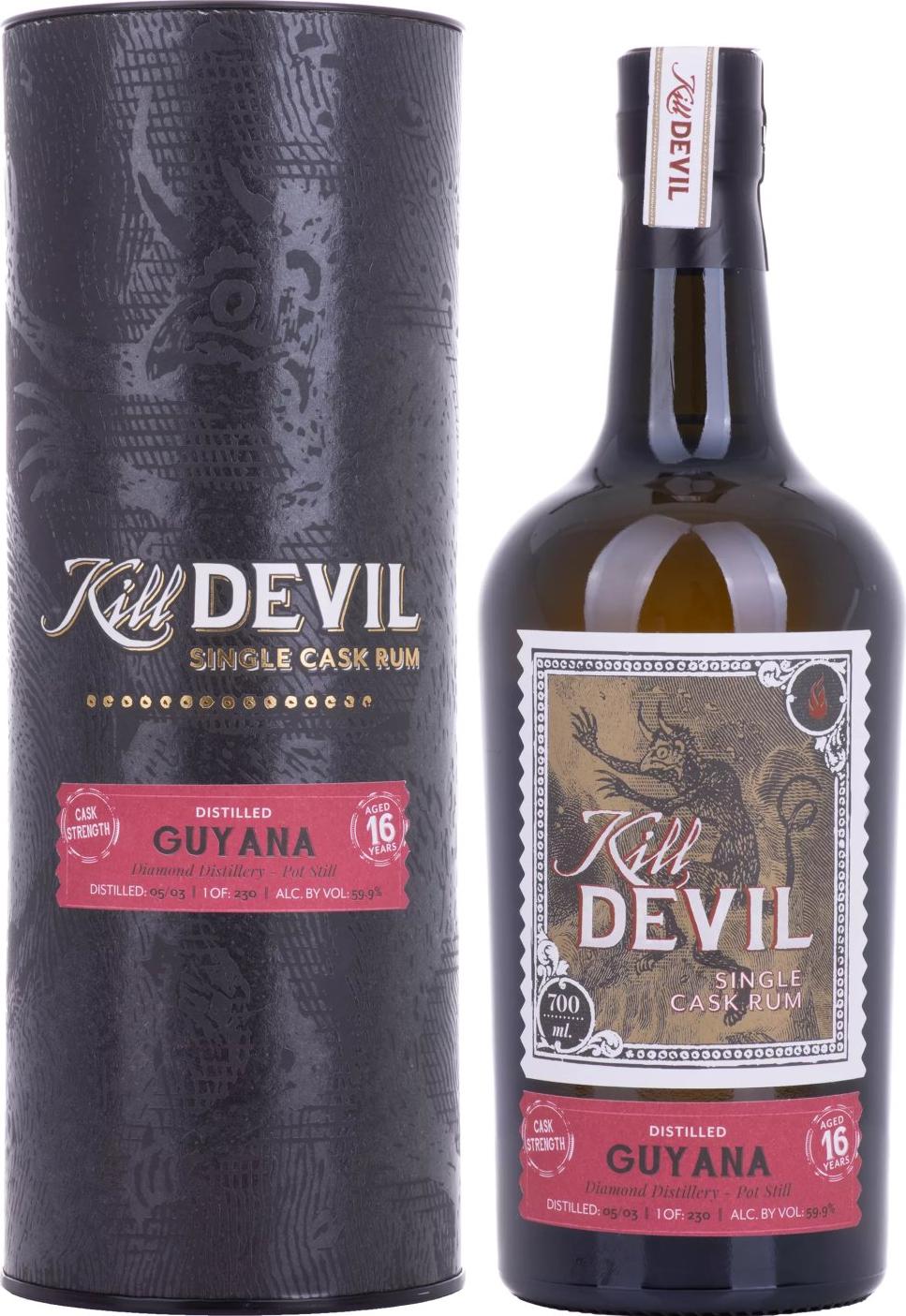 Hunter Laing Kill Devil Guyana 16 Years Old Single Cask Rum 2003 59,9% Vol. 0,7l in Giftbox