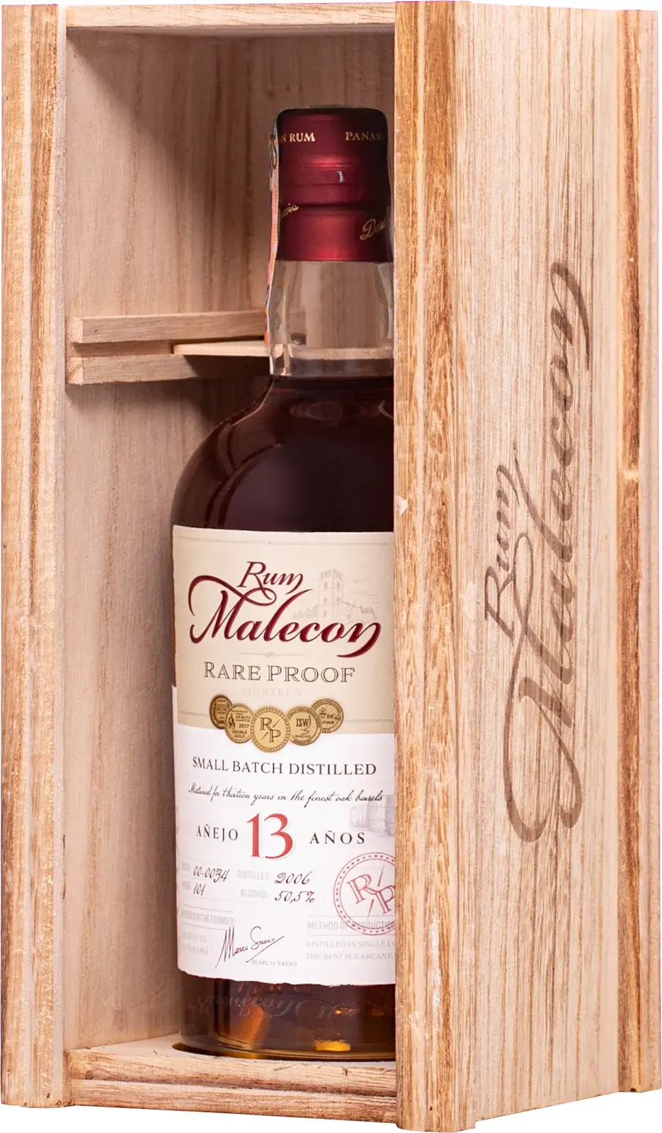Rum Malecon 13 Years Old RARE PROOF 2006 50,5% Vol. 0,7l in Wooden case