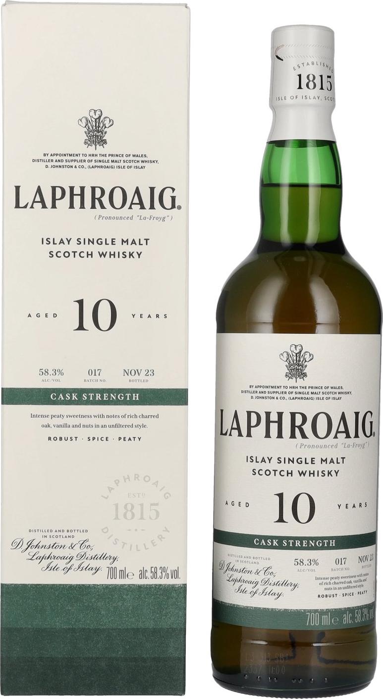 Laphroaig 10 Years Old Cask Strength Batch 17 58,3% Vol. 0,7l in Giftbox