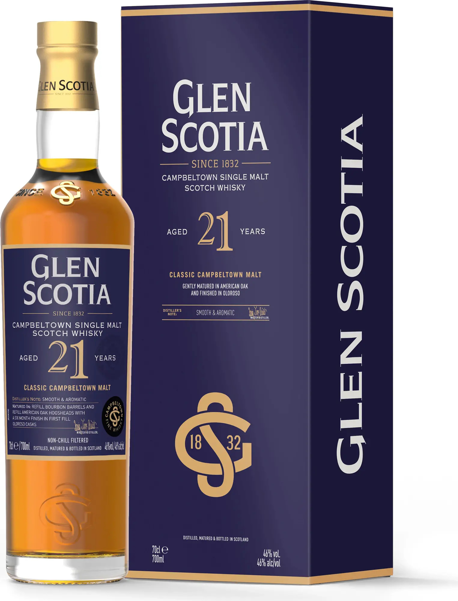Glen Scotia 21 Years Old Single Malt Scotch Whisky 46% Vol. 0,7l in Giftbox