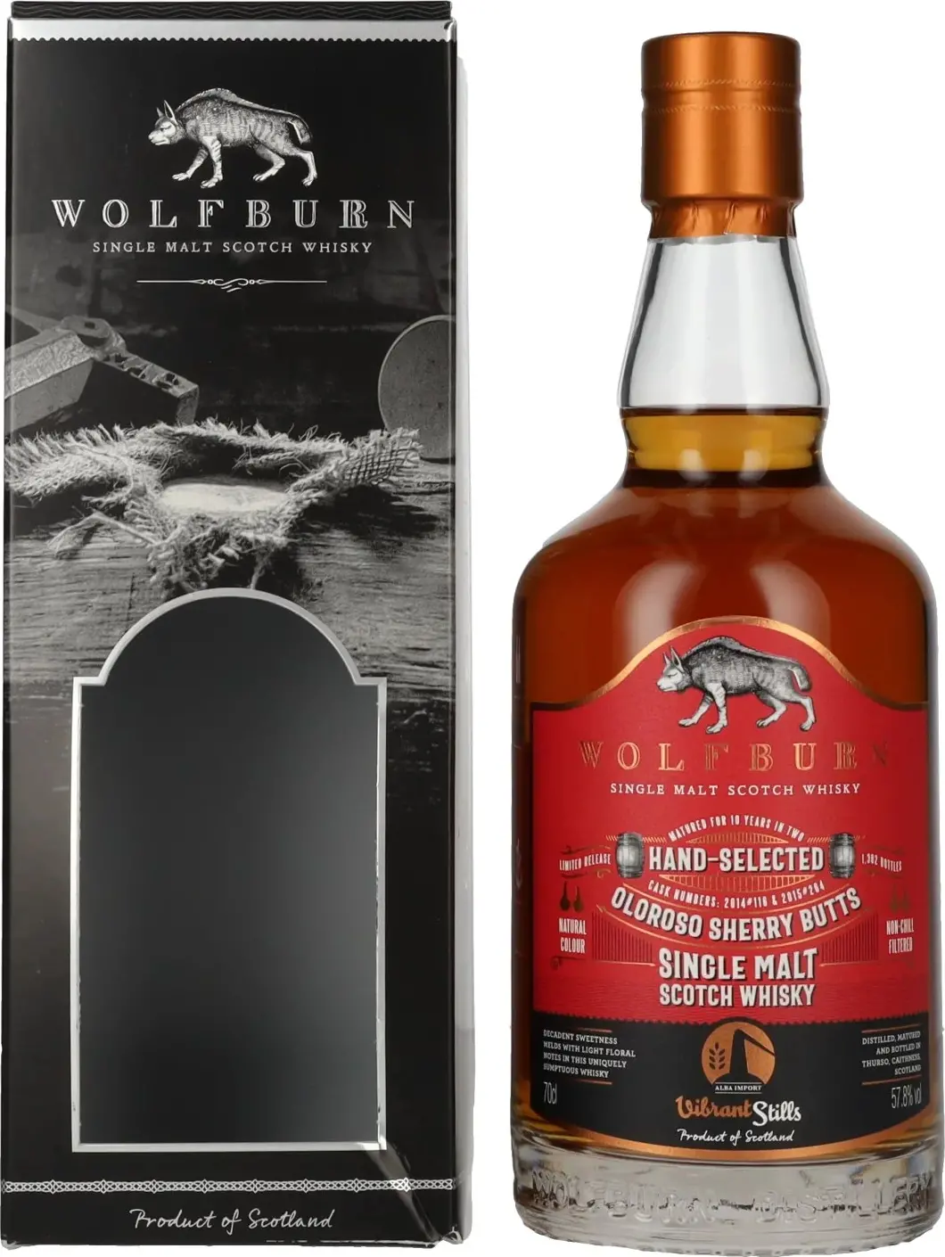 Wolfburn VIBRANT STILLS 10 Years Old Oloroso Sherry Butts 57,8% Vol. 0,7l in Giftbox