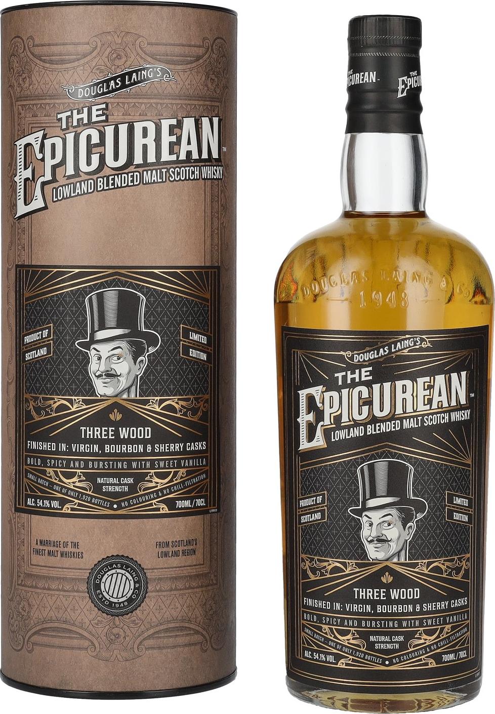 Douglas Laing THE EPICUREAN Three Wood Lowland Blended Malt 54,1% Vol. 0,7l in Giftbox