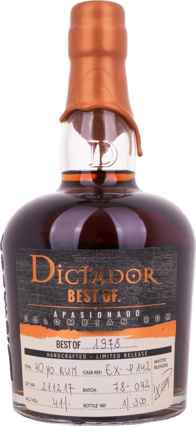 Dictador BEST OF 1978 APASIONADO Colombian Rum 40YO/211217/EX-P142 41% Vol. 0,7l