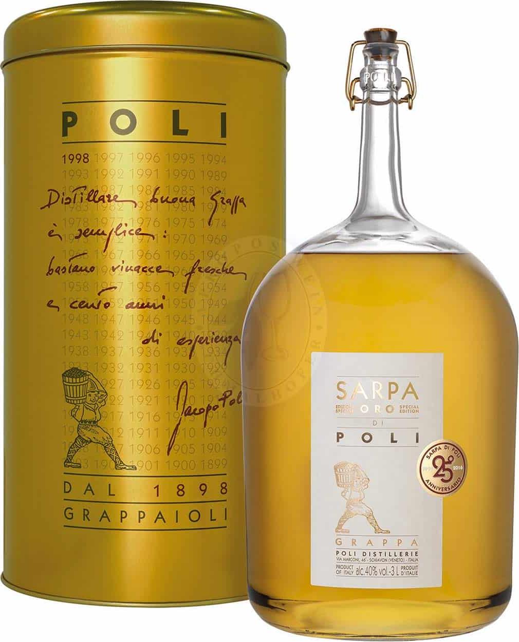 Poli Grappa Sarpa Oro di Poli 40% Vol. 3l in Giftbox