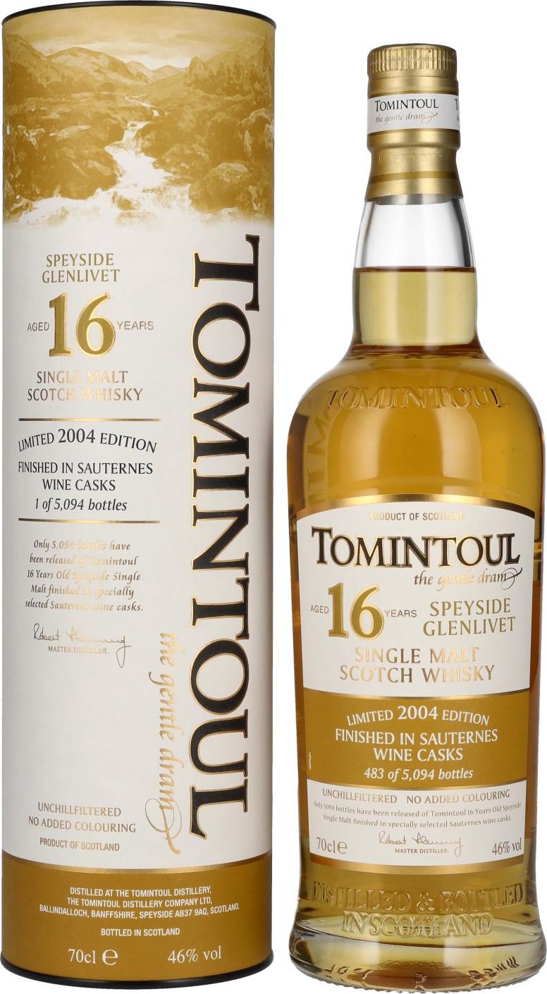 Tomintoul 16 Years Old The Gentle Dram Limited Edition 2004 46% Vol. 0,7l in Giftbox