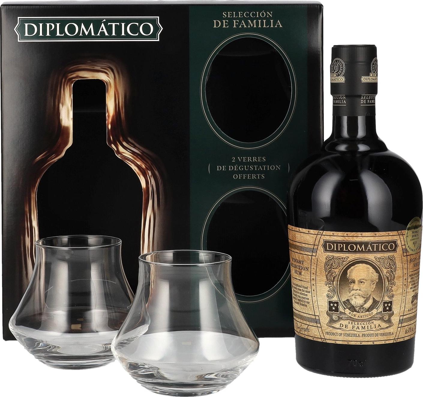 Diplomático SELECCIÓN DE FAMILIA Rum 43% Vol. 0,7l in Giftbox with 2 glasses
