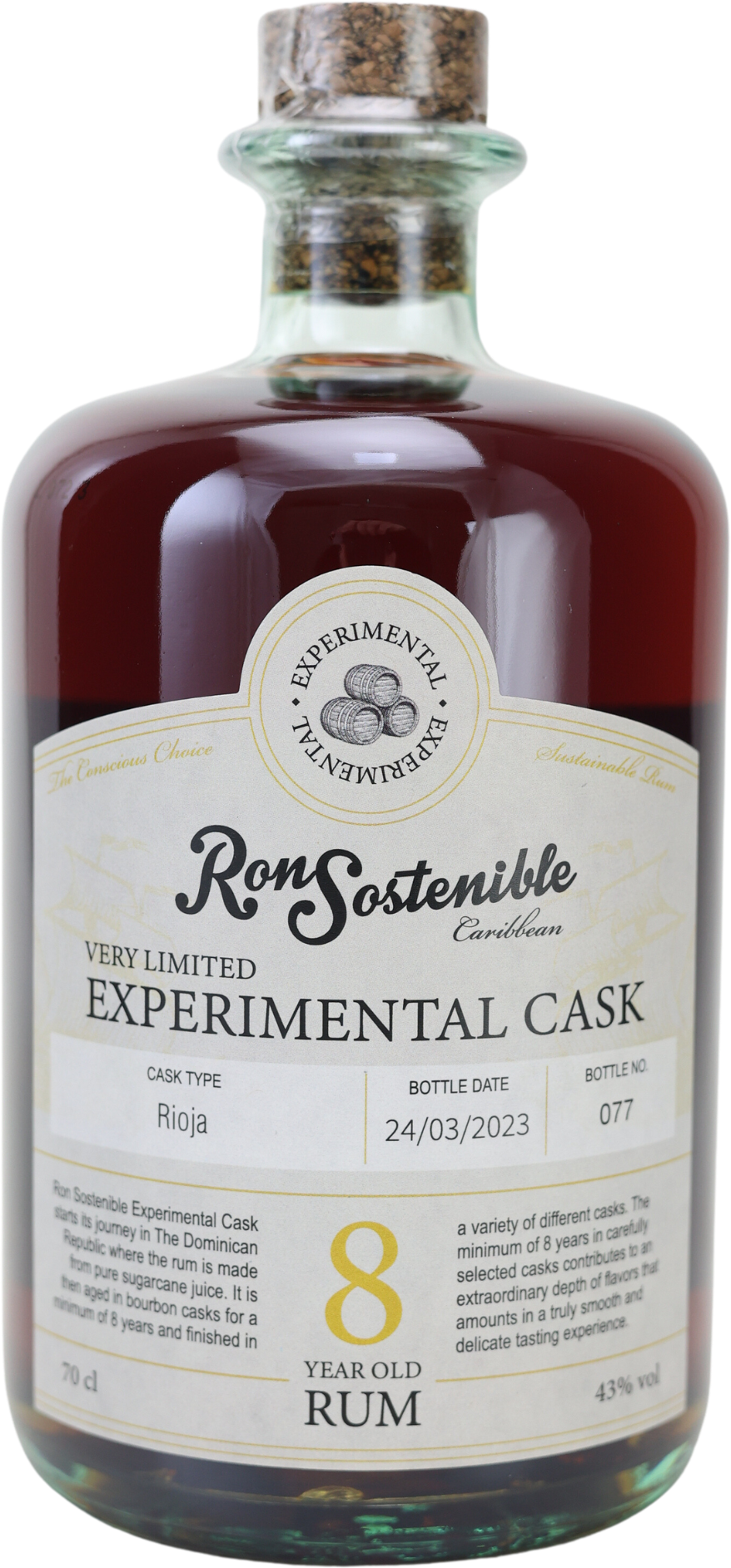 Ron Sostenible Experimental Rioja Cask 8 Years Old 43% Vol. 0,7l