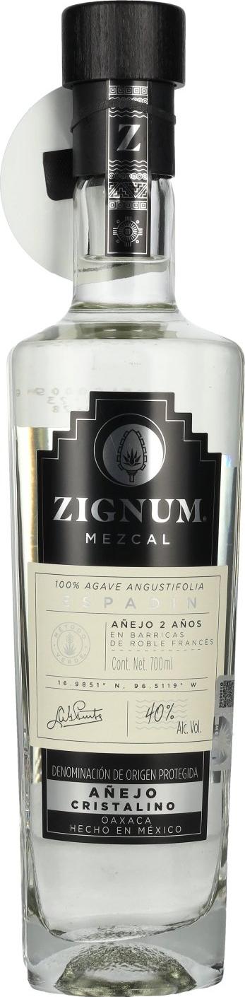 Zignum Mezcal Añejo Cristalino 100% Agave Angustifolia DOP 40% Vol. 0,7l