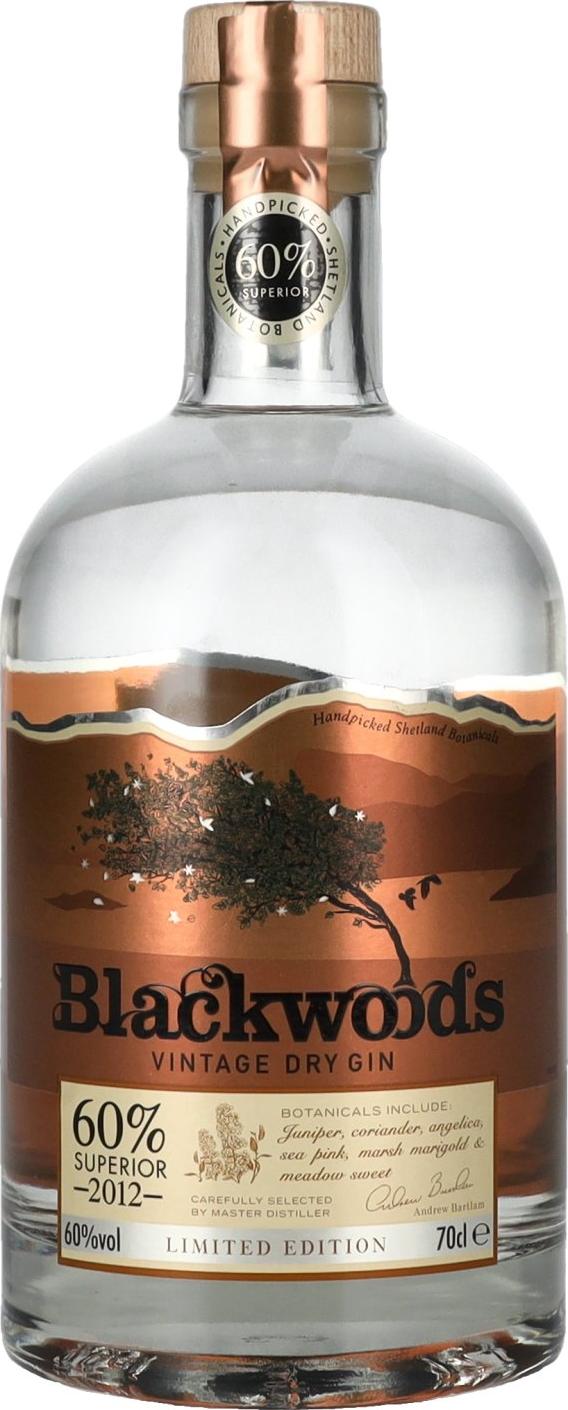 Blackwoods Vintage Dry Gin Limited Edition Superior 2012 60% Vol. 0,7l
