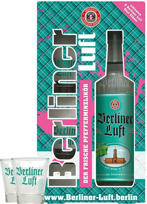 Berliner Luft Peppermint Liqueur 18% Vol. 0,7l in Giftbox with 2 glasses
