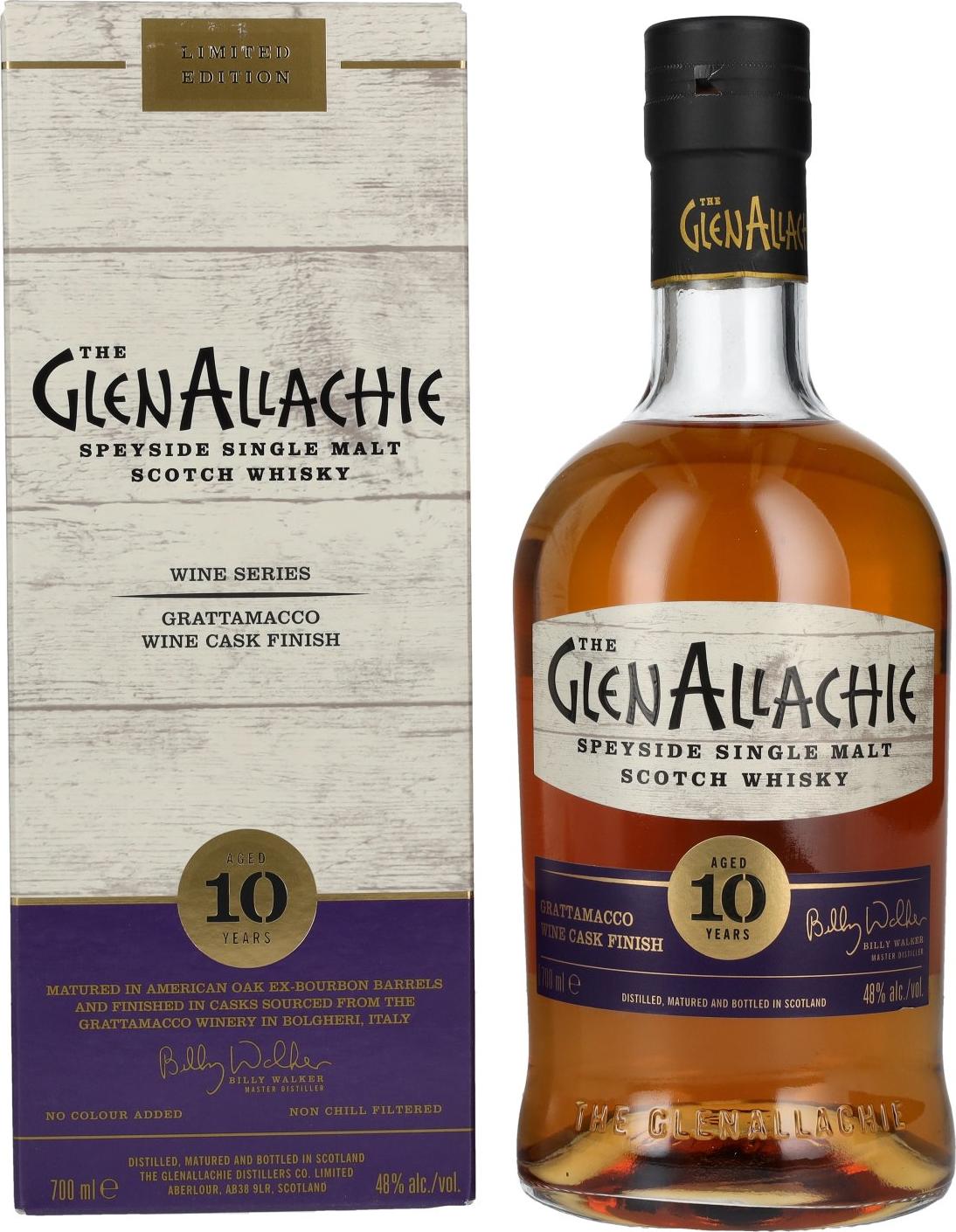 The GlenAllachie 10 Years Old GRATTAMACCO WINE CASK FINISH Limited Edition 48% Vol. 0,7l in Giftbox