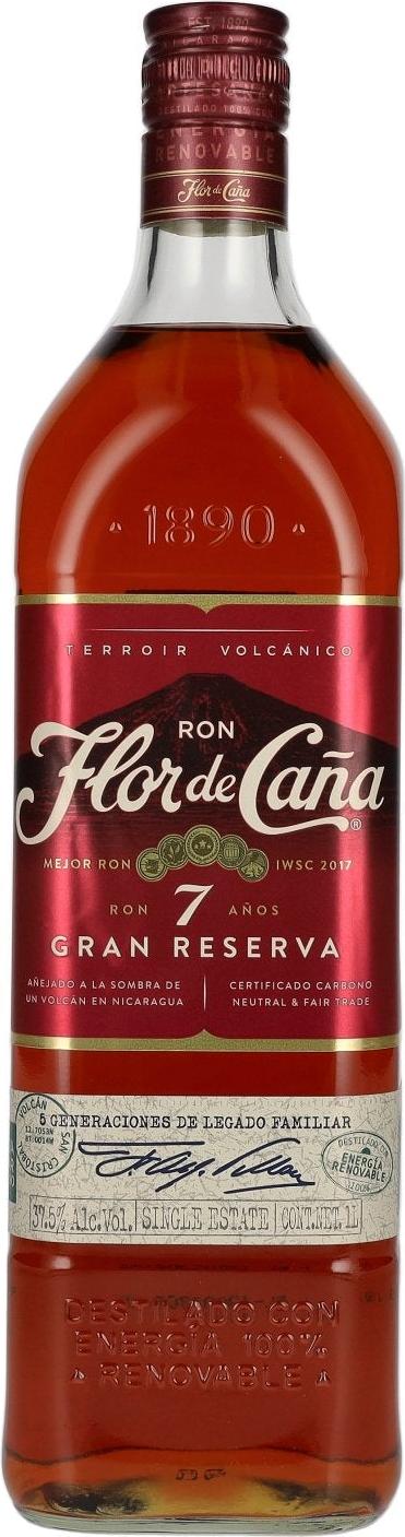 Flor de Caña 7 Years Old GRAN RESERVA Single Estate Rum 37,5% Vol. 1l
