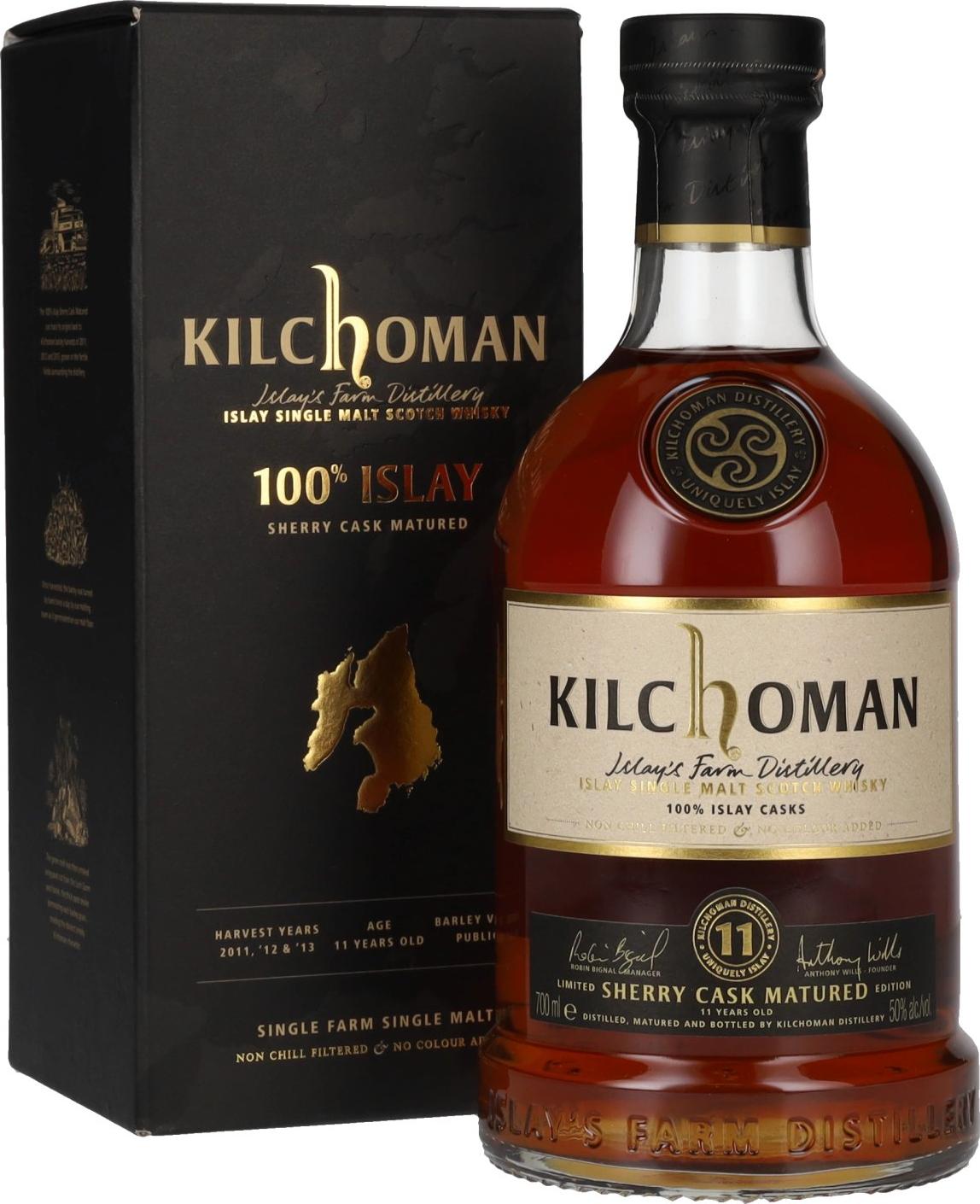 Kilchoman 100% Islay 11 Years Old Sherry Cask Islay Single Malt Scotch Whisky 50% Vol. 0,7l in Giftbox