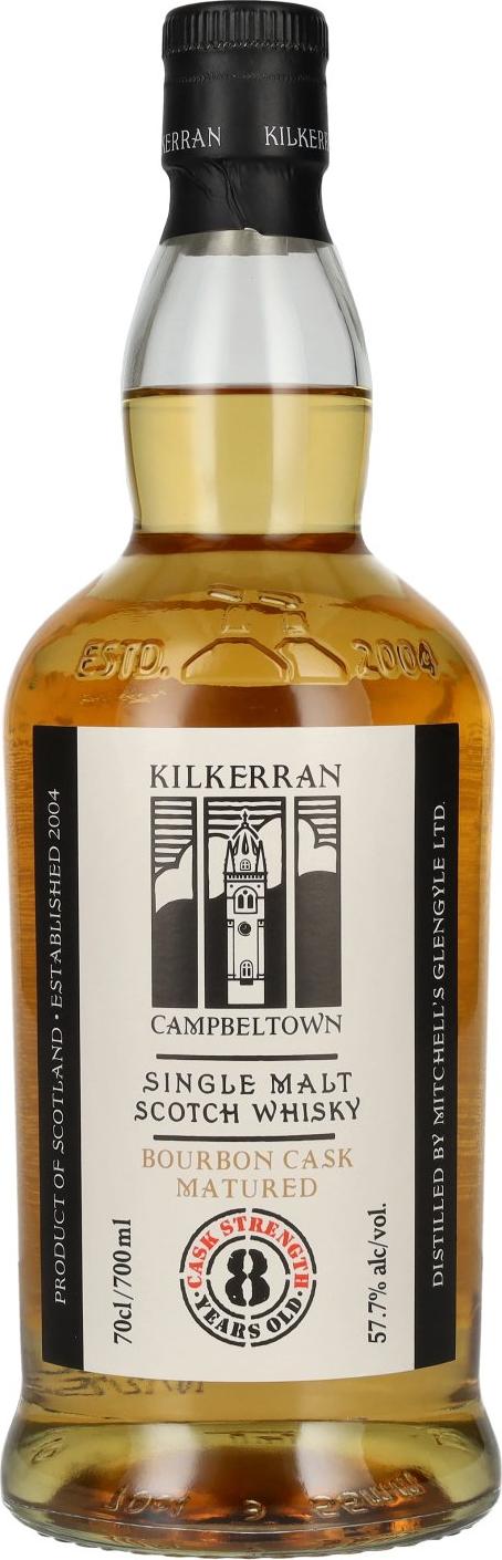 Kilkerran Glengyle Distillery 8 Years Old Campbeltown Single Malt Bourbon Cask Matured 57,7% Vol. 0,7l