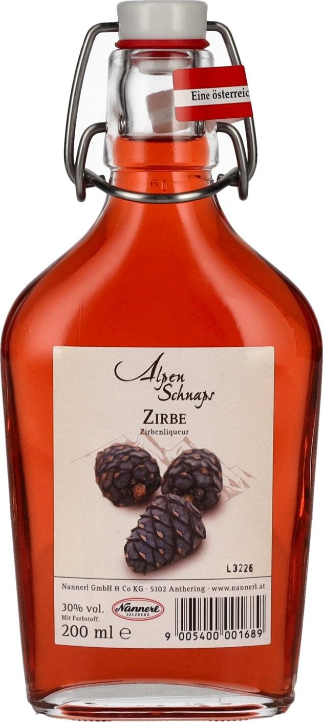 Nannerl Alpenschnaps ZIRBE Stone Pine Liqueur 30% Vol. 0,2l in Flask