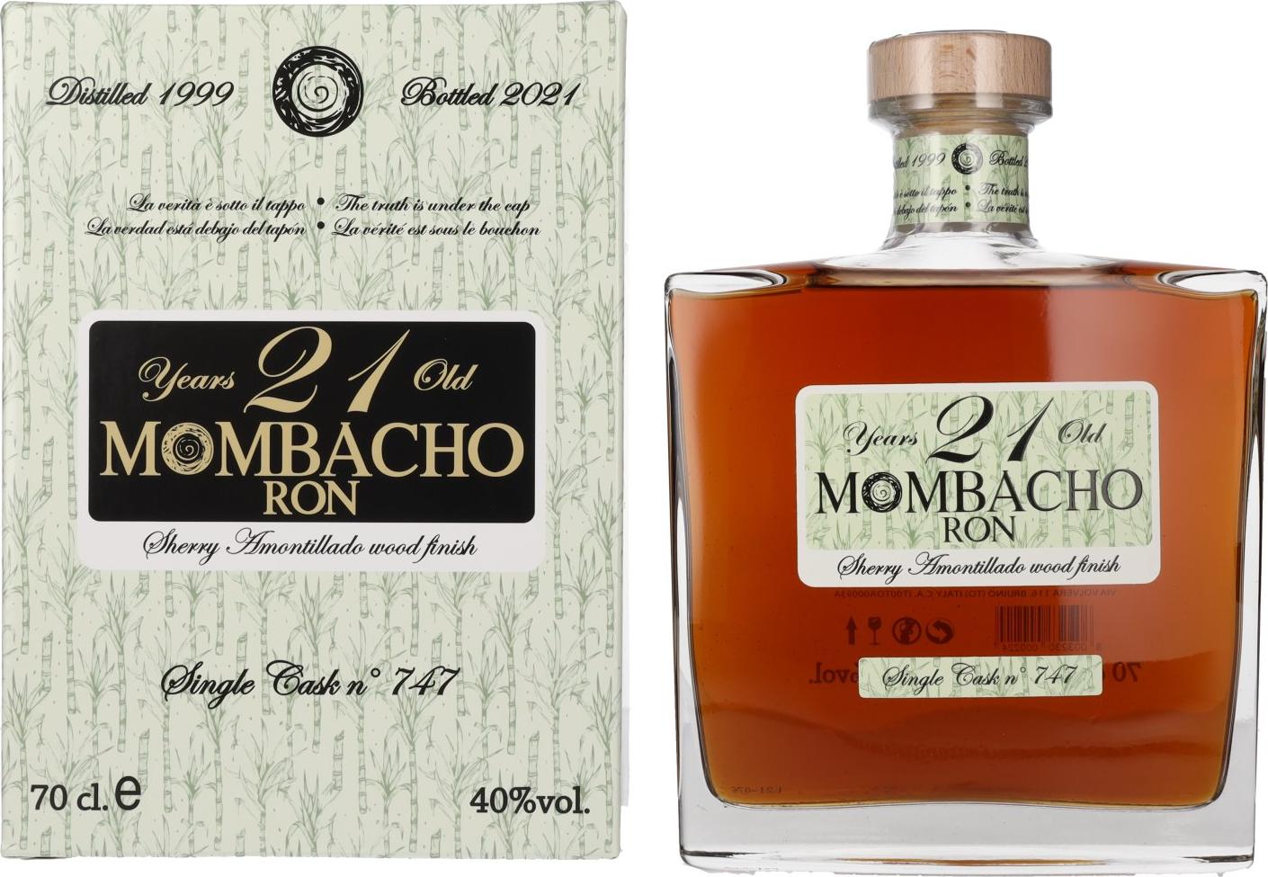 Mombacho Ron 21 Years Old Sherry Amontillado Wood Finish 40% Vol. 0,7l in Giftbox