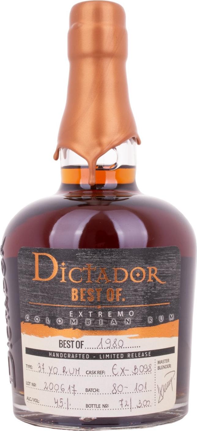 Dictador BEST OF 1980 EXTREMO Colombian Rum 37YO/200617/EX-B098 45% Vol. 0,7l