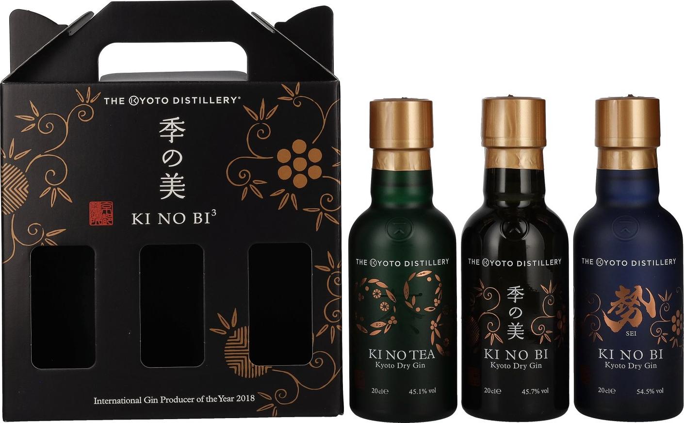 Kinobi KI NO BI³ Kyoto Dry Gin Set 48,4% Vol. 3x0,2l in Giftbox