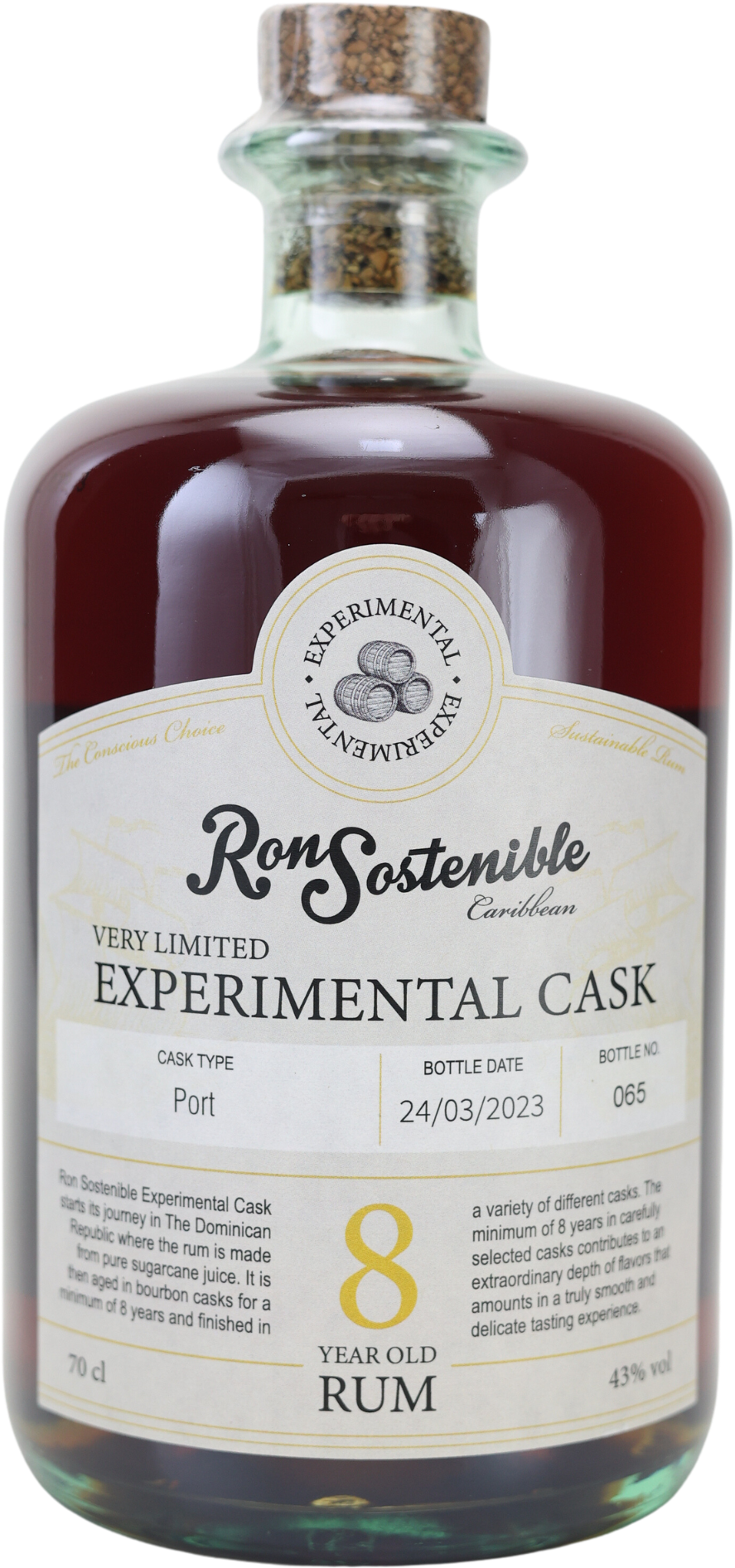 Ron Sostenible Experimental Port Cask 8 Years Old 43% Vol. 0,7l