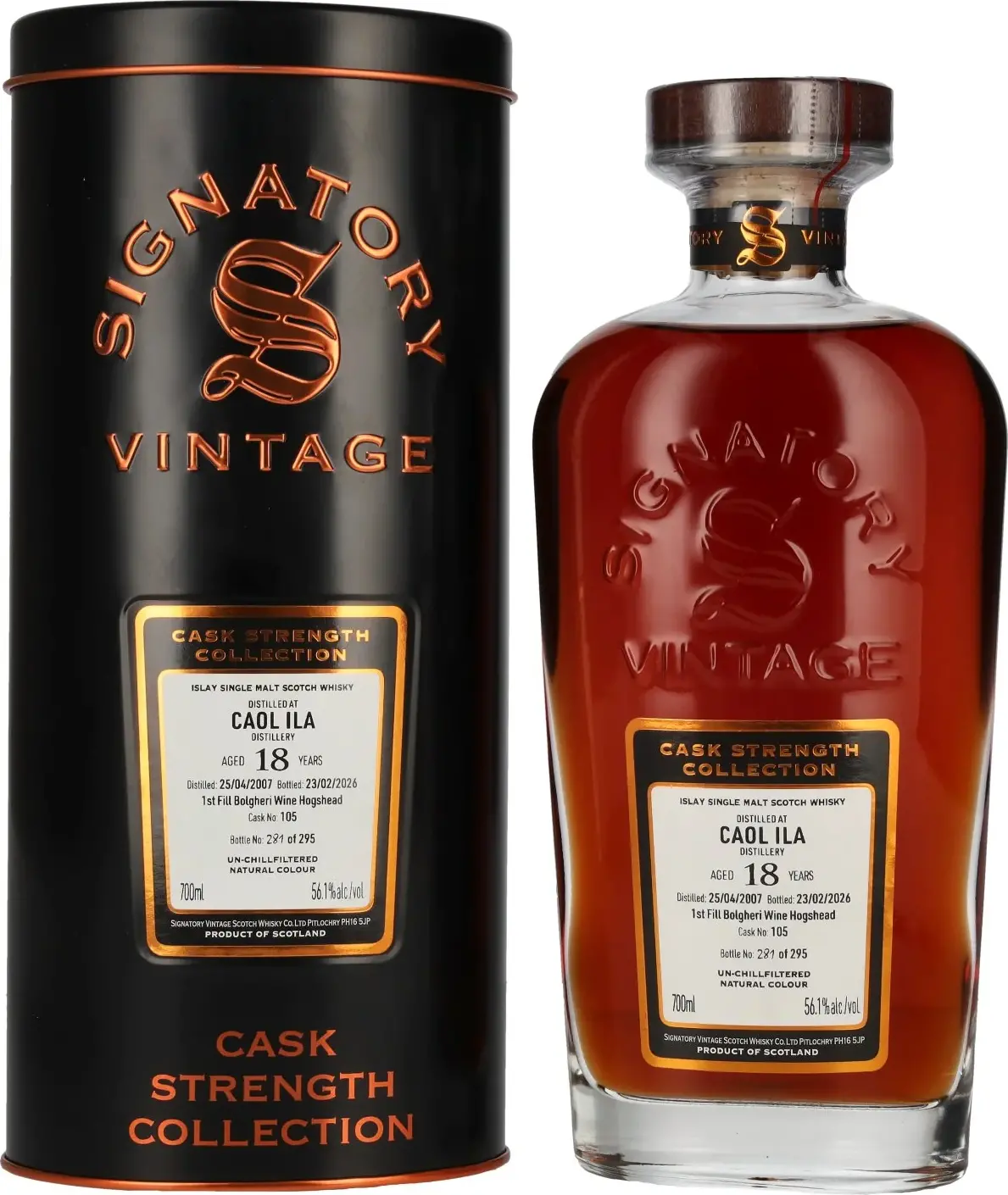 Signatory Vintage CAOL ILA 18 Years Old Cask Strength Collection #105 2007 56,1% Vol. 0,7l in Tinbox