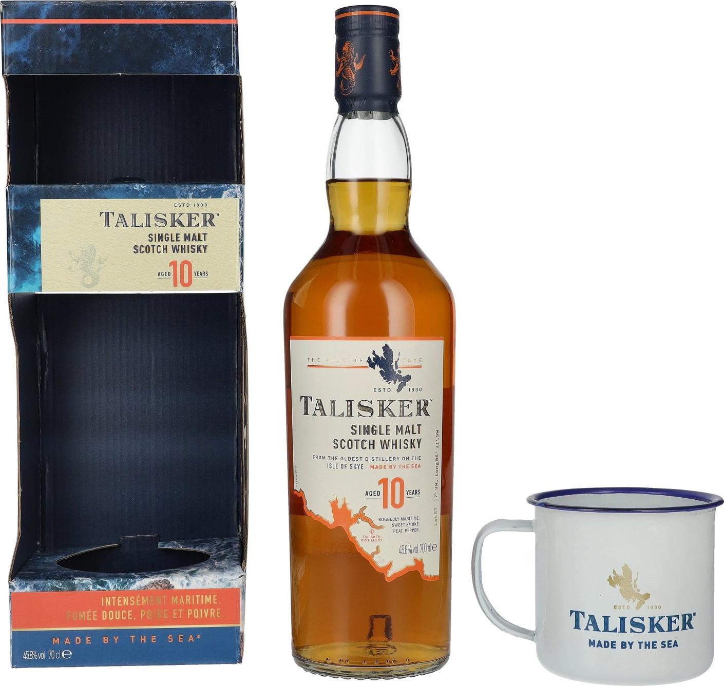 Talisker 10 Years Old Single Malt Whisky 45,8% Vol. 0,7l in Giftbox with Talisker Mug