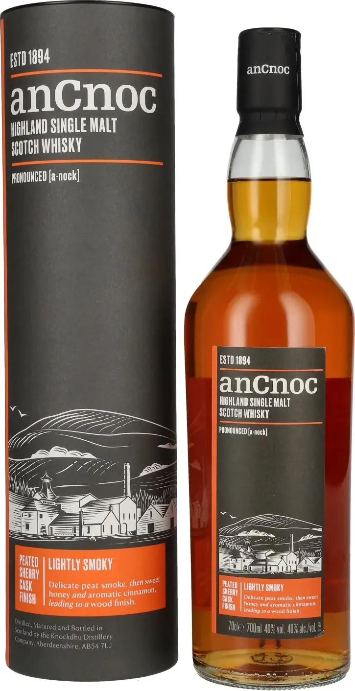 AnCnoc Highland Single Malt Scotch Whisky Peated Sherry Cask Finish 40% Vol. 0,7l in Giftbox