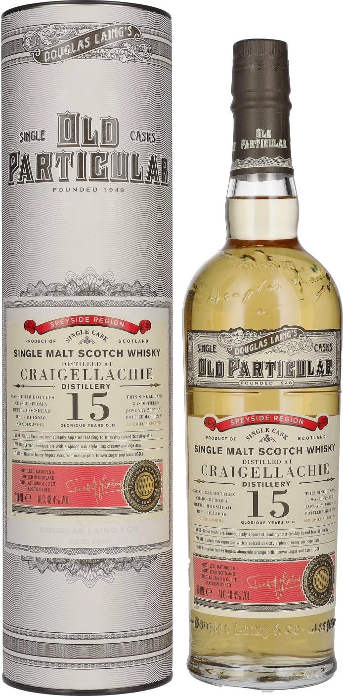 Douglas Laing OLD PARTICULAR Craigellachie 15 Years Old Single Cask Malt 2007 48,4% Vol. 0,7l in Giftbox