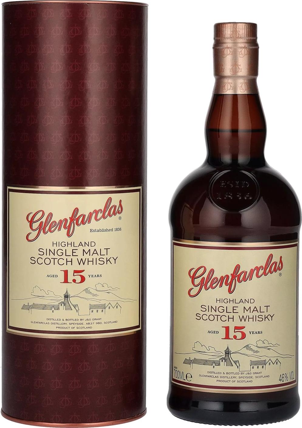Glenfarclas 15 Years Old Highland Single Malt Scotch Whisky 46% Vol. 0,7l in Giftbox