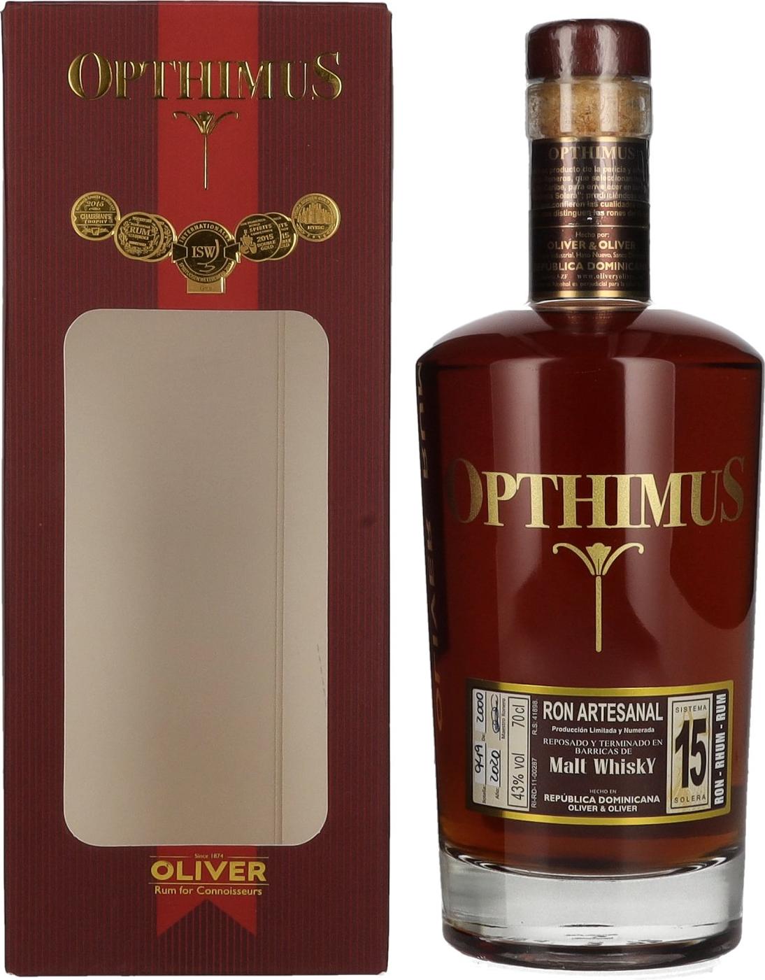 Opthimus 15 YO Malt Whisky Finish Rum 43% Vol. 0,7l in Giftbox