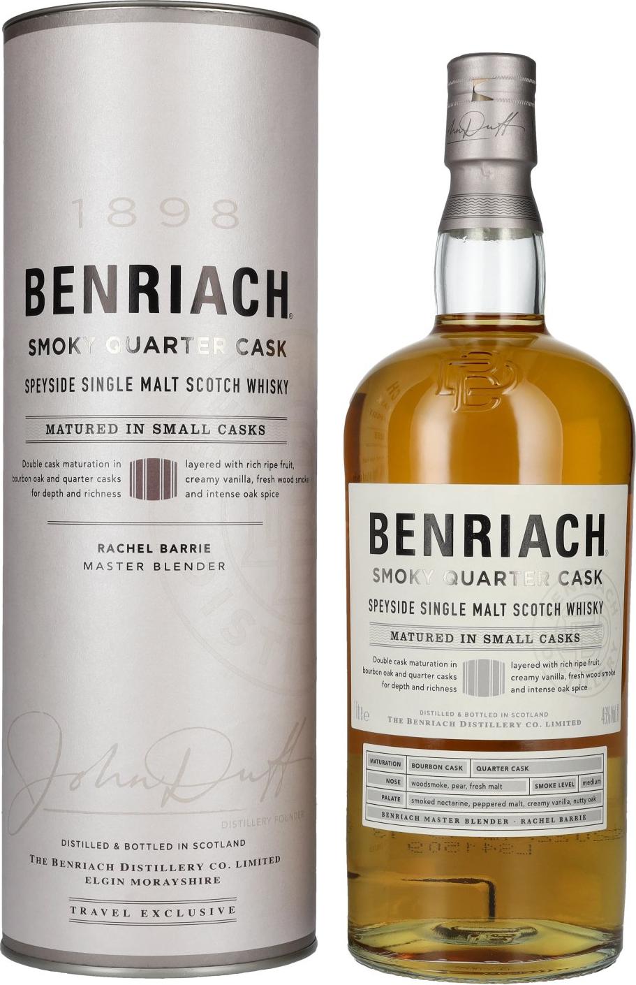 The BenRiach SMOKY QUARTER CASKS Single Malt Scotch Whisky 46% Vol. 1l in Giftbox