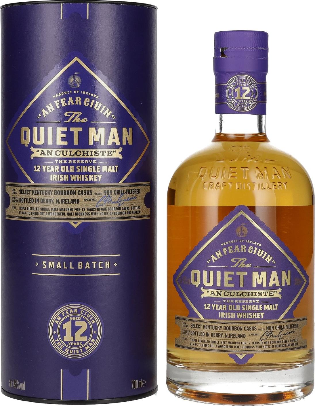 The Quiet Man AN CULCHISTE 12 Year Old Single Malt Irish Whiskey 46% Vol. 0,7l in Giftbox