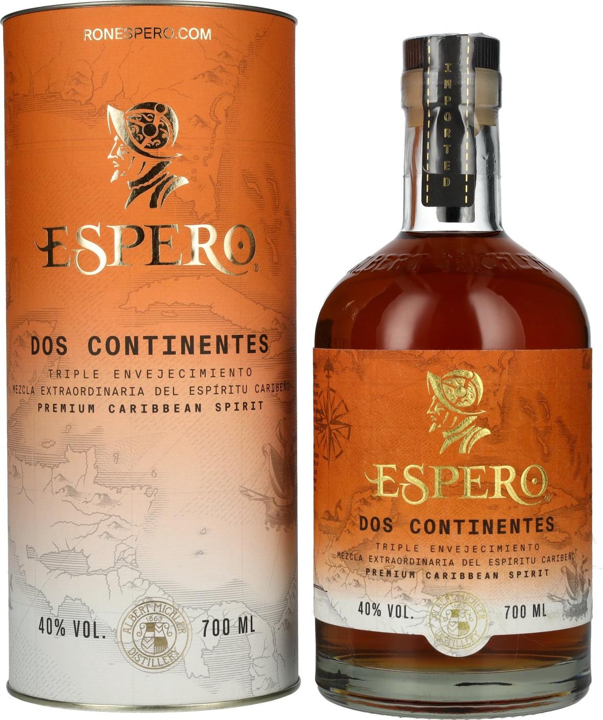 Ron Espero Dos Continentes Premium Caribbean Spirit 40% Vol. 0,7l in Giftbox