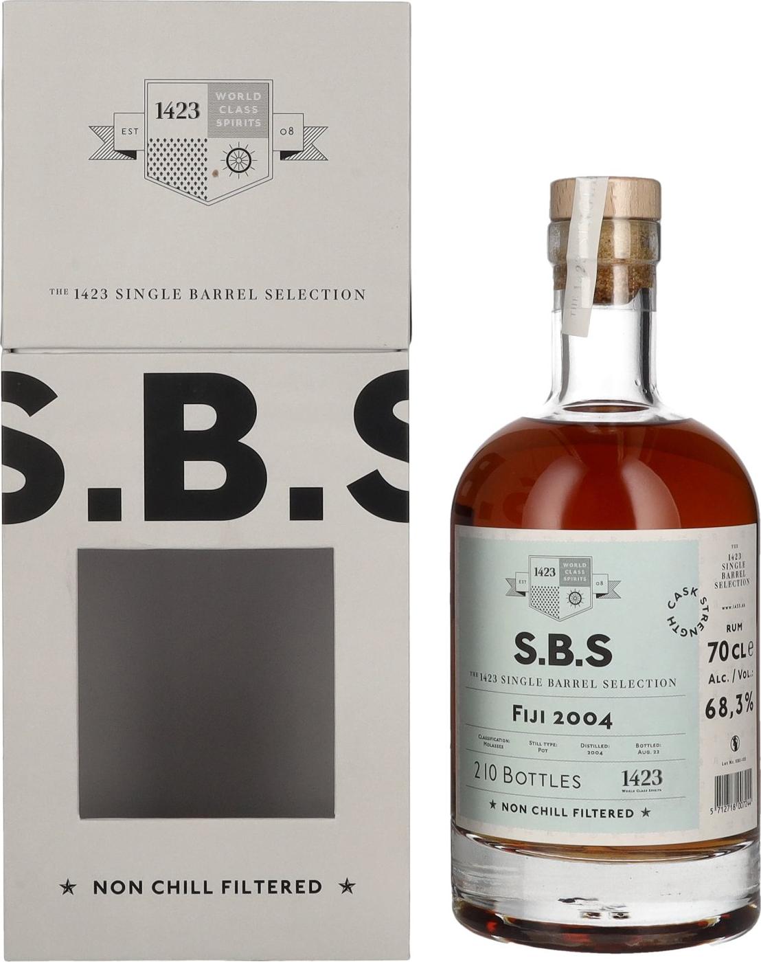 1423 S.B.S FIJI Rum Single Barrel Selection 2004 68,3% Vol. 0,7l in Giftbox