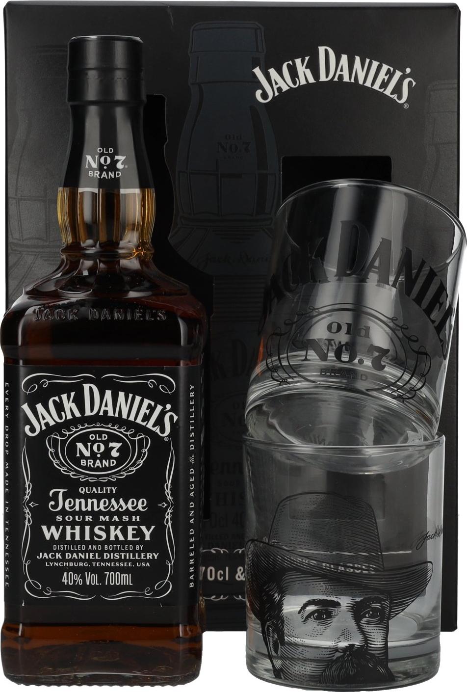 Jack Daniel's Tennessee Whiskey 40% Vol. 0,7l in Giftbox with 2 Rocks glasses