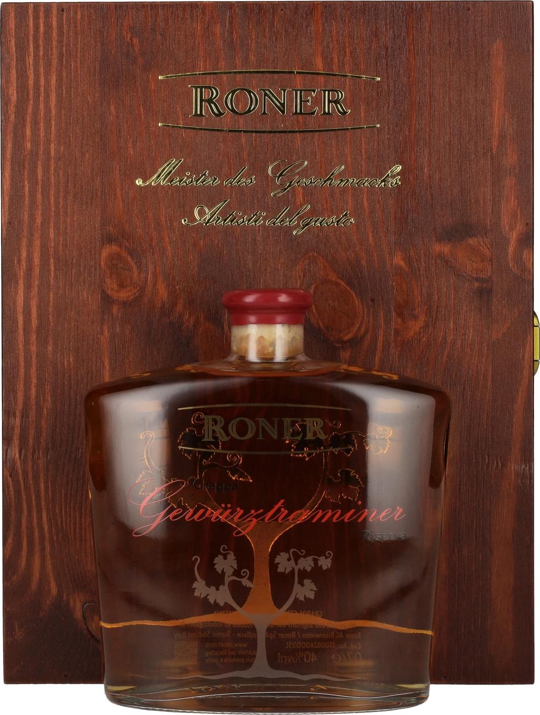 Roner Grappa Gewürztraminer Riserva 40% Vol. 0,7l in Wooden box