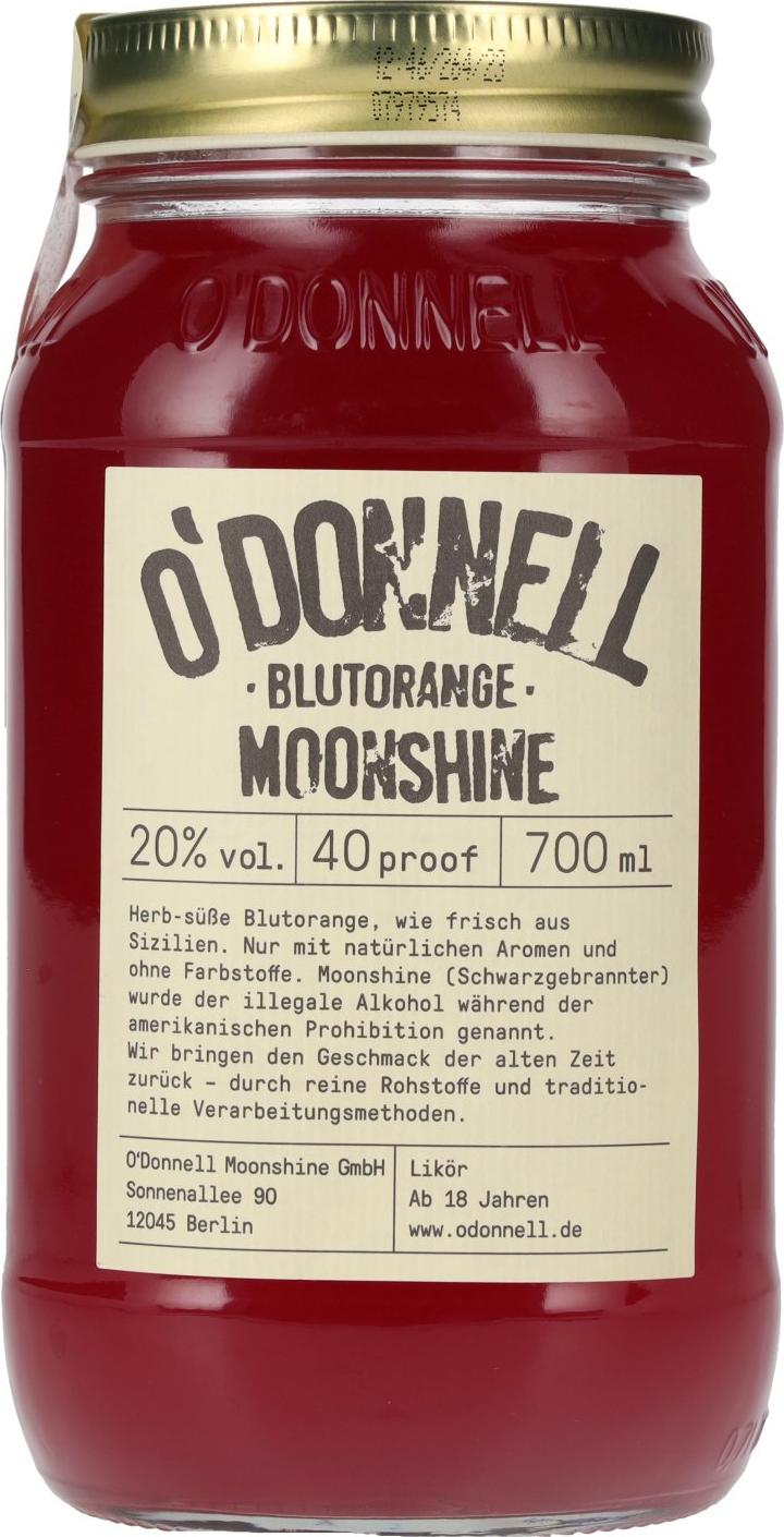 O'Donnell BLOOD ORANGE Moonshine 20% Vol. 0,7l