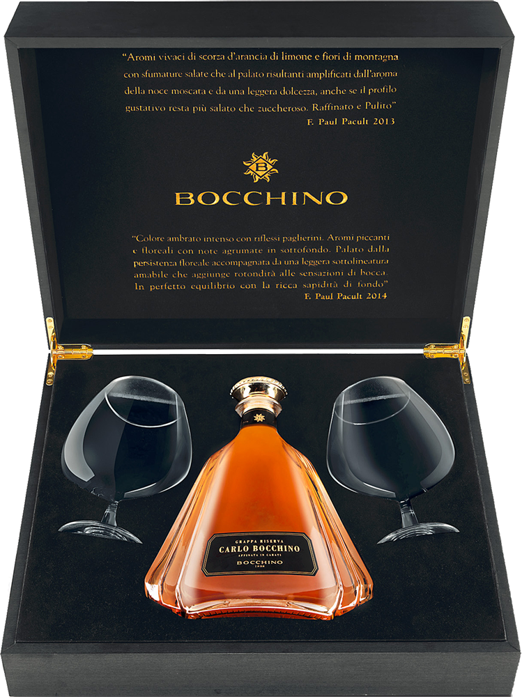 Carlo Bocchino Grappa Riserva 43% Vol. 0,7l in Giftbox with 2 glasses