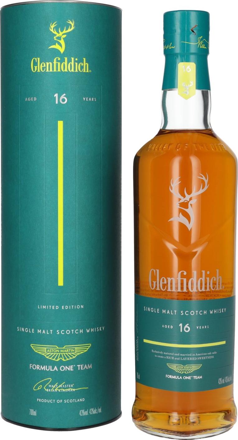 Glenfiddich 16 Years Old ASTON MARTIN FORMULA ONE TEAM Single Malt Scotch Whisky 43% Vol. 0,7l in Giftbox